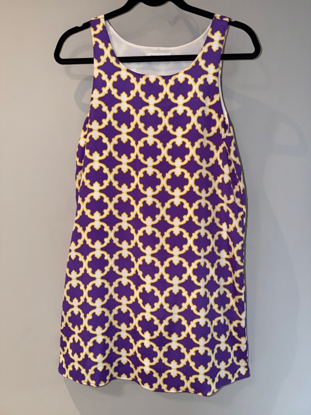 Newbury Kustom Purple and White Geometric Mini Dress